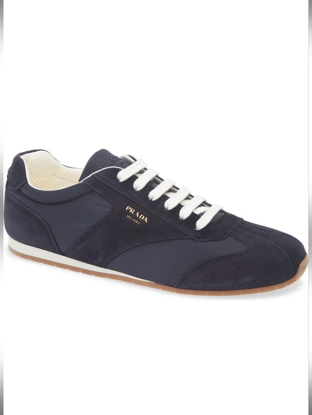 $1,170 PRADA Nylon & Suede Navy Sneakers UK 8.5/9 US 9.5/10 EU 42.5/43 BNIB
